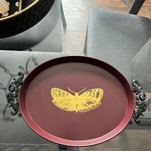 Target Halloween 2023 Elegant Burgundy Tray with Gold Butterfly